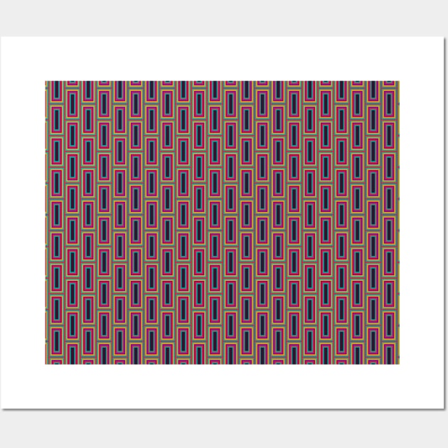 Multicolor linear and geometric pattern over a dark violet background. Art based in indigenous designs and concept Wall Art by Drumsartco